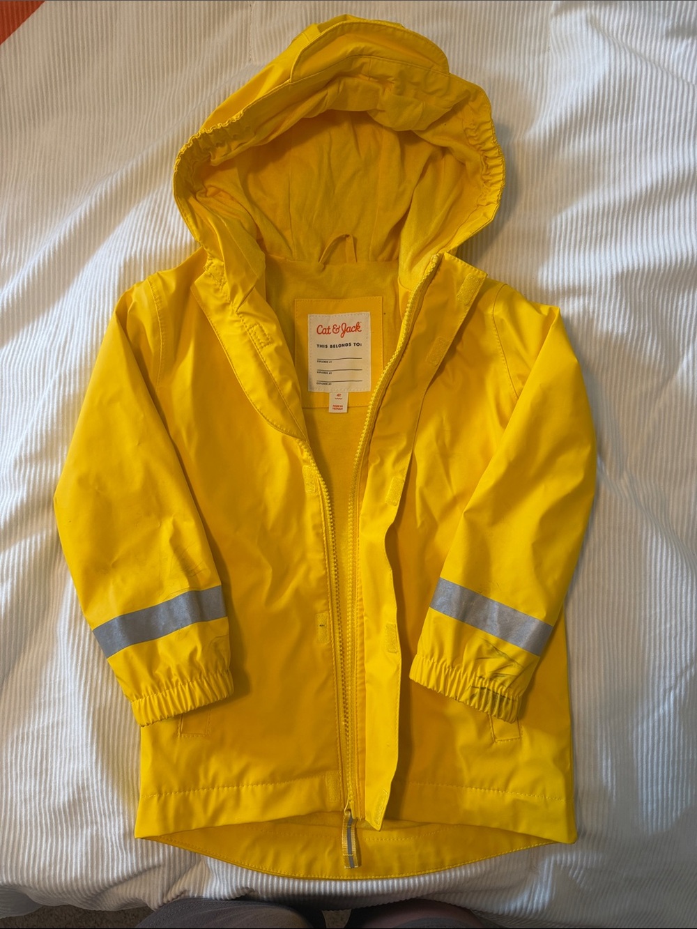 Cat & Jack Bright Yellow Kids' Hooded Raincoat with Reflective Stripes